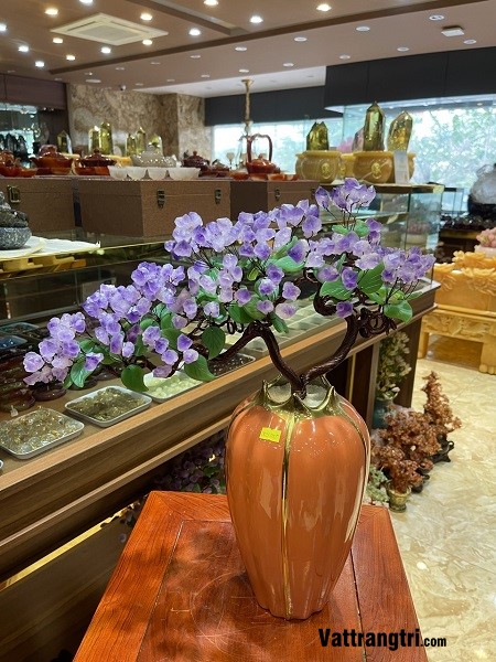 Bình hoa tinh thể thạch anh tím 50cm