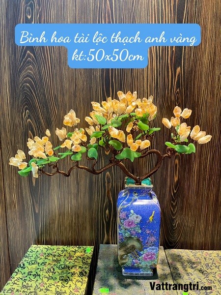 Bình hoa tinh thể thạch anh vàng 50cm