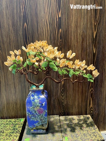 Bình hoa tinh thể thạch anh vàng 50cm