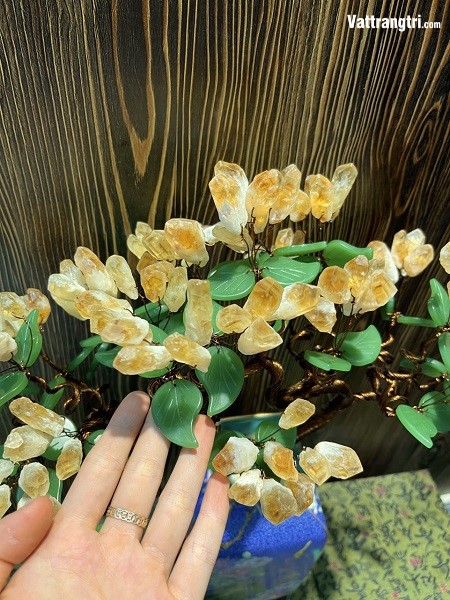 Bình hoa tinh thể thạch anh vàng 50cm