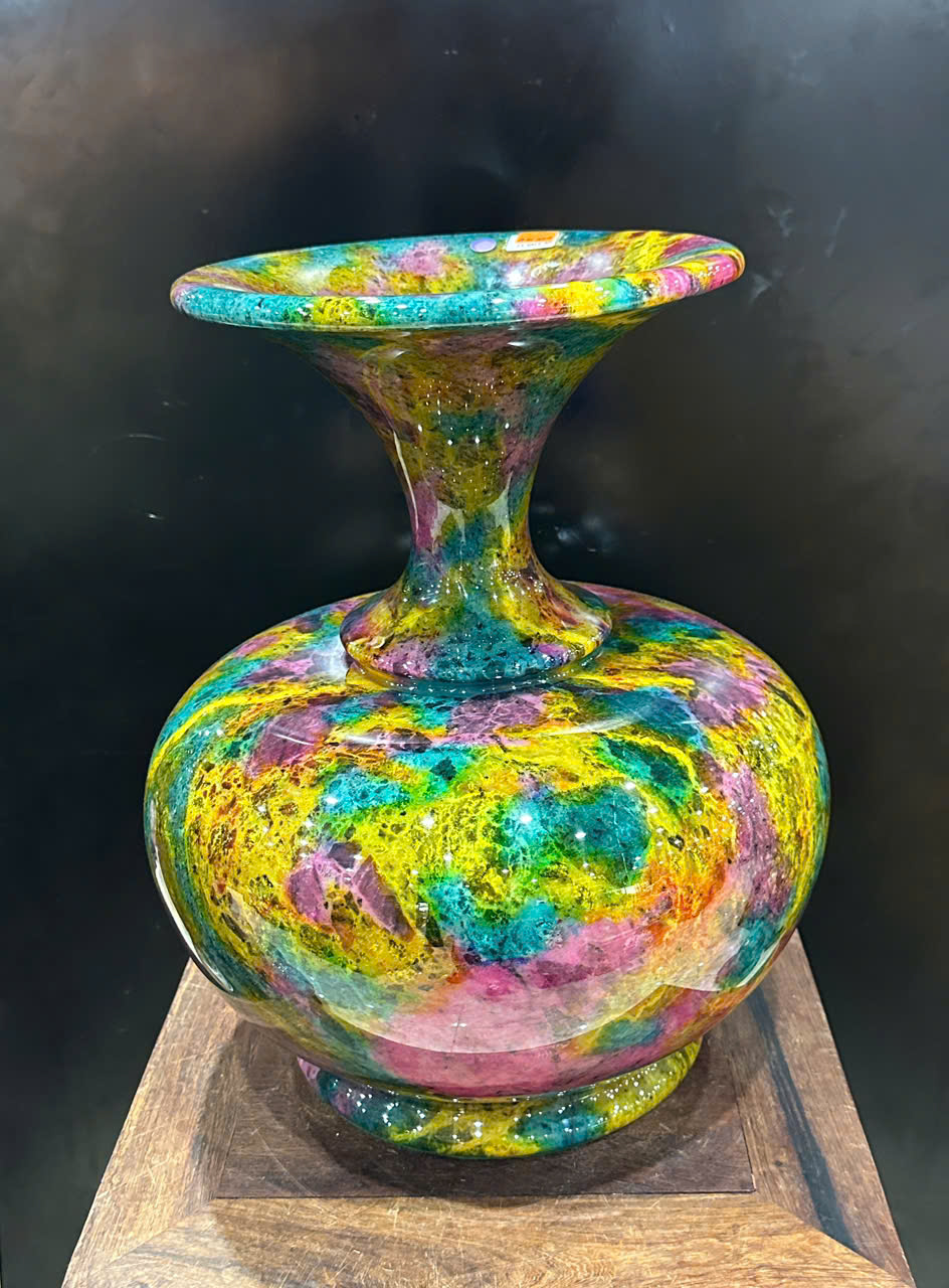 Bình Hút Lộc Chalcedony Vân Ngọc Khổng Tước 42cm