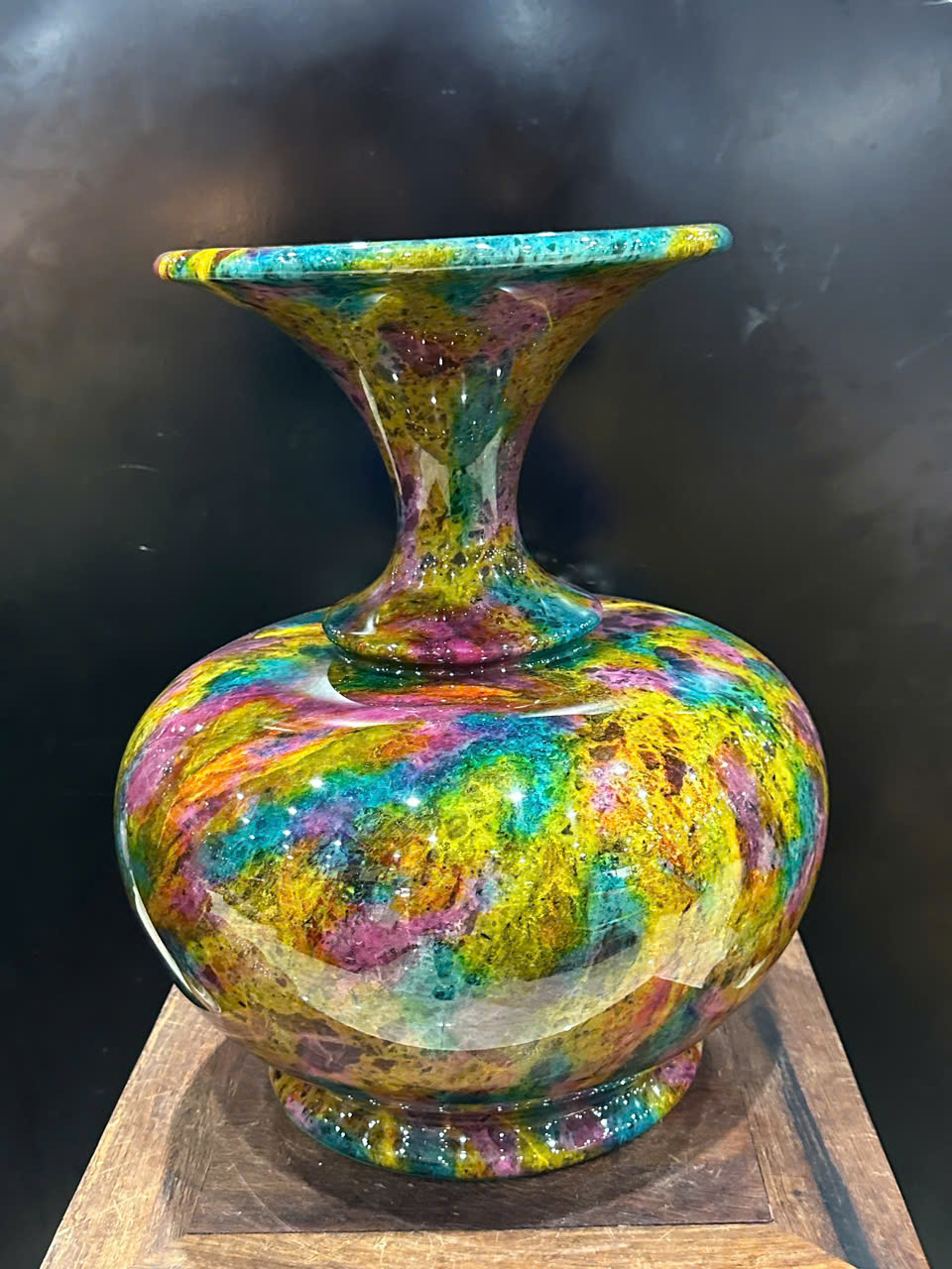 Bình Hút Lộc Chalcedony Vân Ngọc Khổng Tước 42cm
