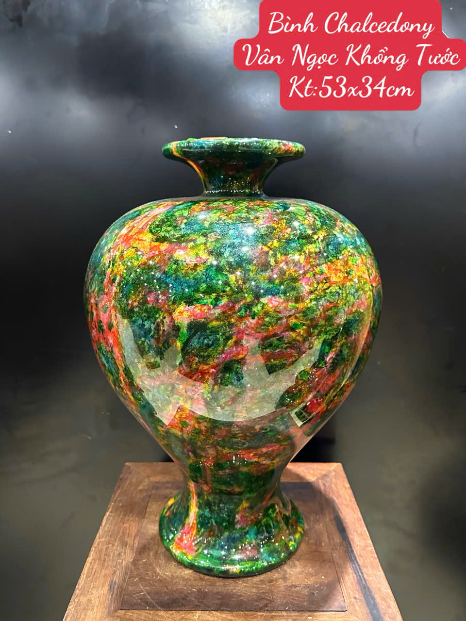 Bình Hút Lộc Chalcedony Vân Ngọc Khổng Tước 53cm