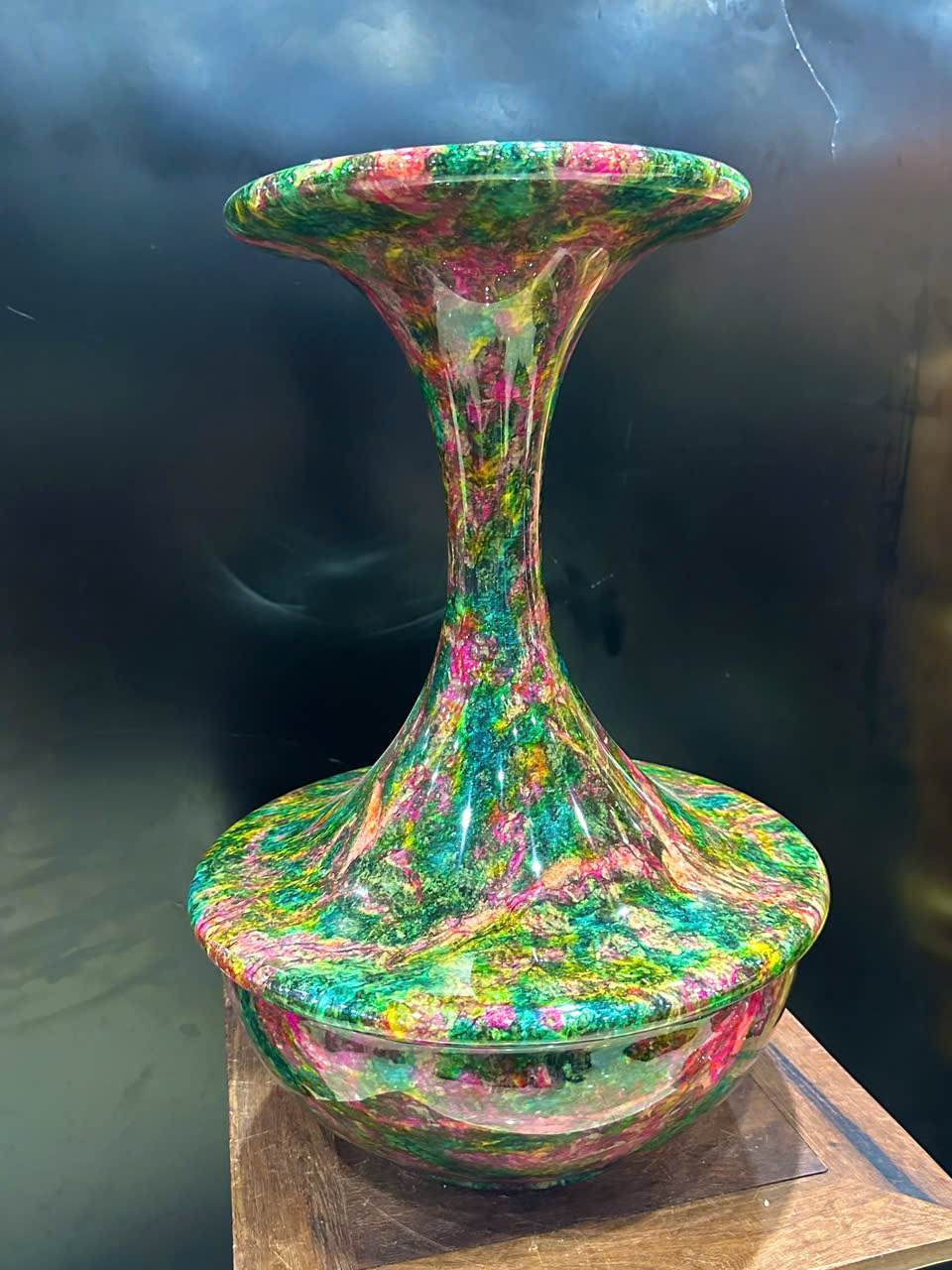 Bình Hút Lộc Cổ Cao Chalcedony Vân Ngọc Khổng Tước 52cm