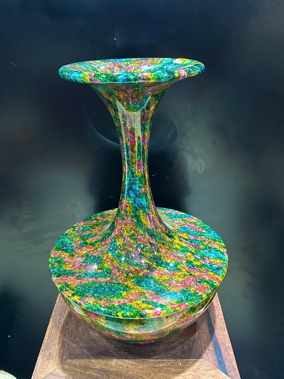 Bình Hút Lộc Cổ Cao Ngọc Chalcedony Vân Khổng Tước 52cm