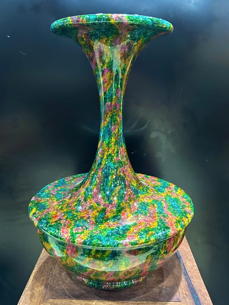 Bình Hút Lộc Cổ Cao Ngọc Chalcedony Vân Khổng Tước 52cm
