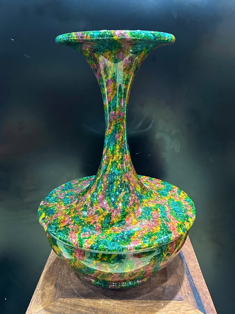 Bình Hút Lộc Cổ Cao Ngọc Chalcedony Vân Khổng Tước 52cm