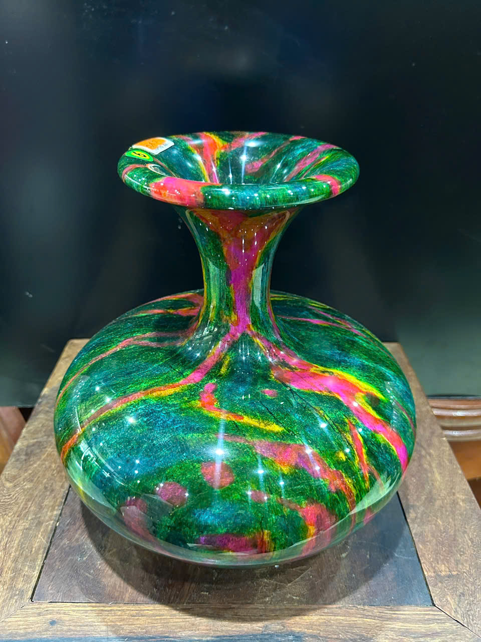 Bình Ngọc Chalcedony Vân Khổng Tước 26cm