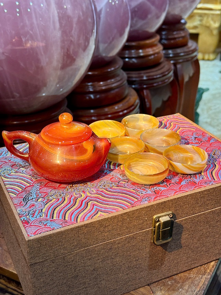 Bộ Ấm Chén Ngọc Mã Não Đỏ