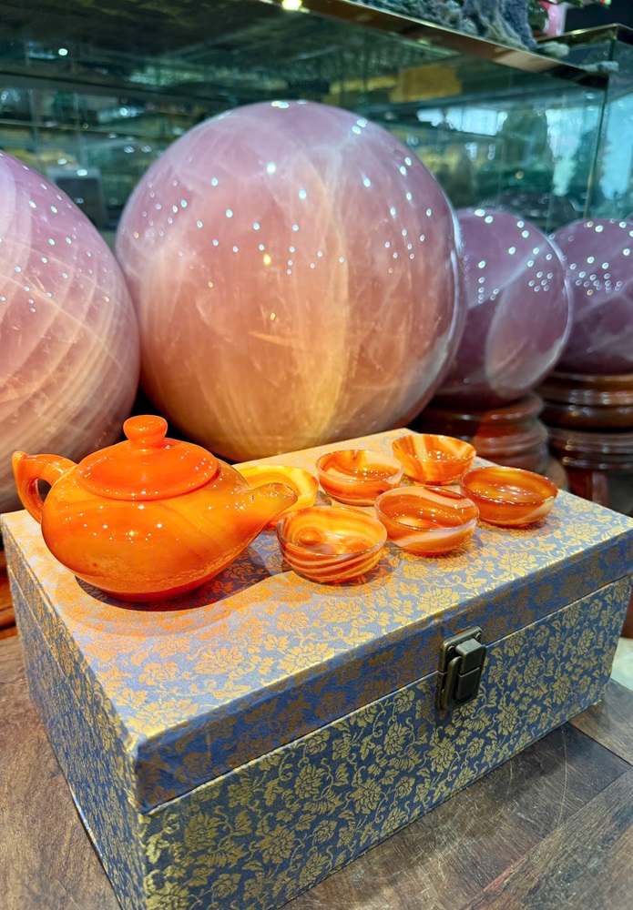 Bộ Ấm Chén Ngọc Mã Não Đỏ