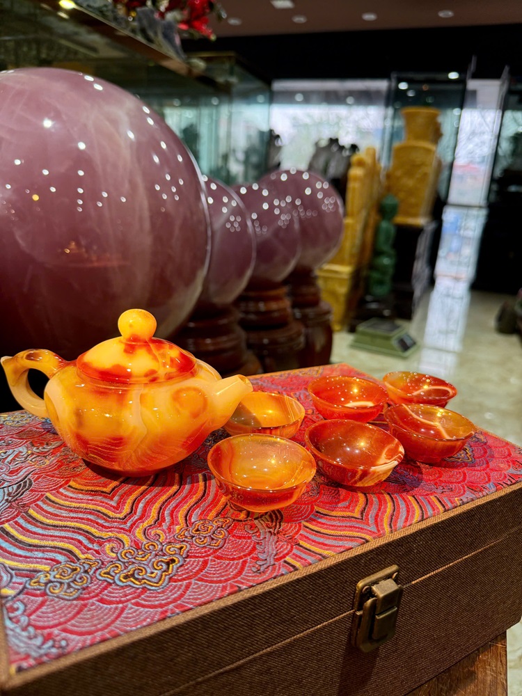 Bộ Ấm Chén Ngọc Mã Não Đỏ