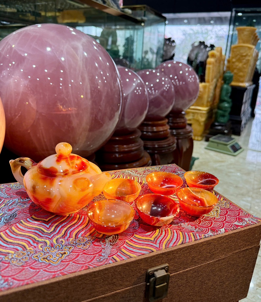 Bộ Ấm Chén Ngọc Mã Não Đỏ