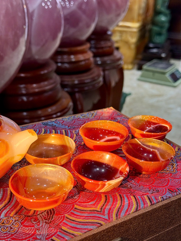 Bộ Ấm Chén Ngọc Mã Não Đỏ