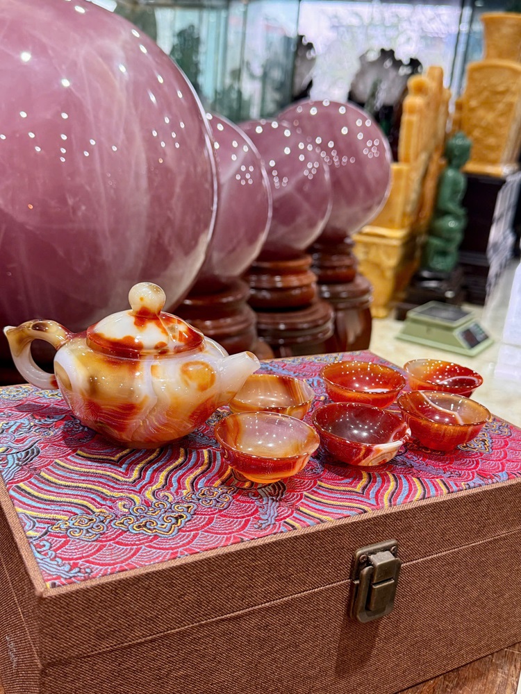 Bộ Ấm Chén Ngọc Mã Não Đỏ