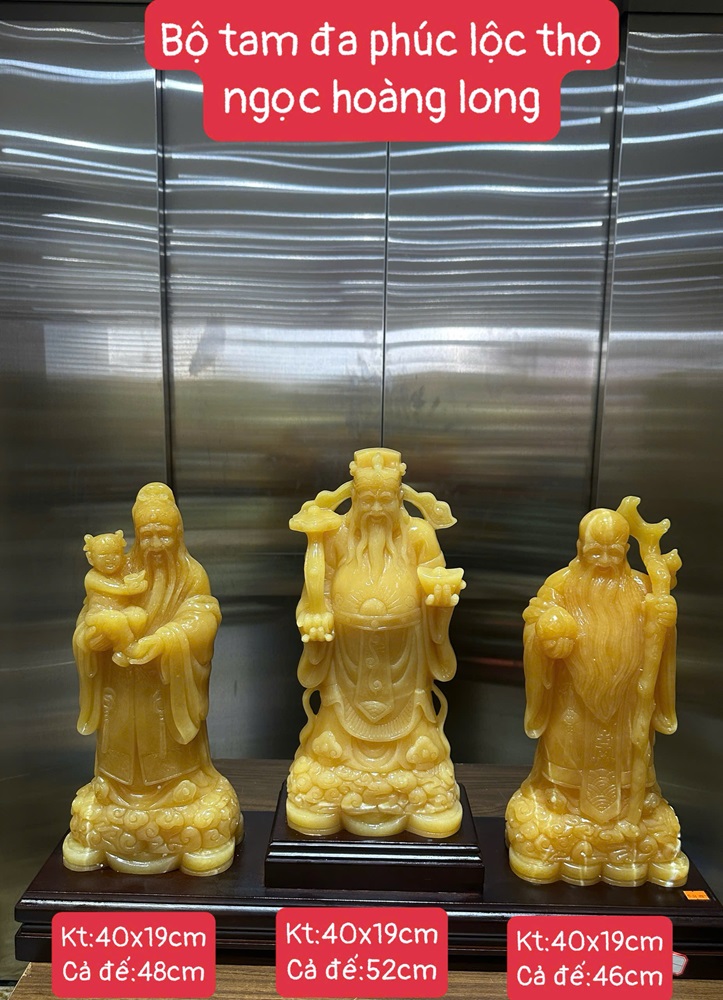 Bộ tam đa phúc lộc thọ ngọc hoàng long vàng