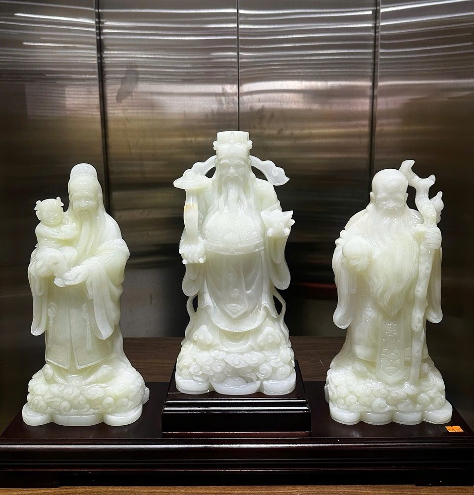 Bộ tam đa phúc lộc thọ ngọc onyx trắng