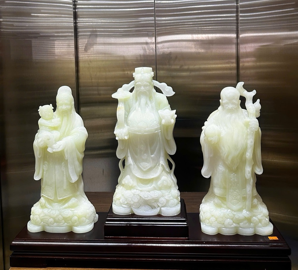 Bộ tam đa phúc lộc thọ ngọc onyx trắng