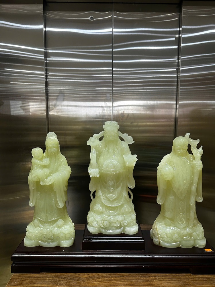 Bộ tam đa phúc lộc thọ ngọc onyx xanh