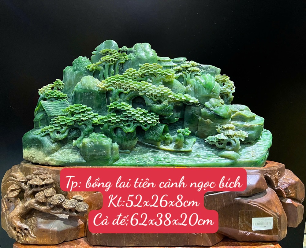 Bồng Lai Tiên Cảnh Ngọc Bích + Giấy kiểm định 62x38x20cm