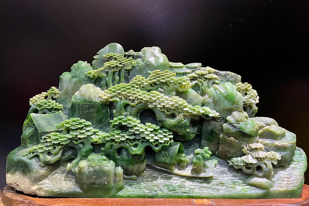 Bồng Lai Tiên Cảnh Ngọc Bích + Giấy kiểm định 62x38x20cm