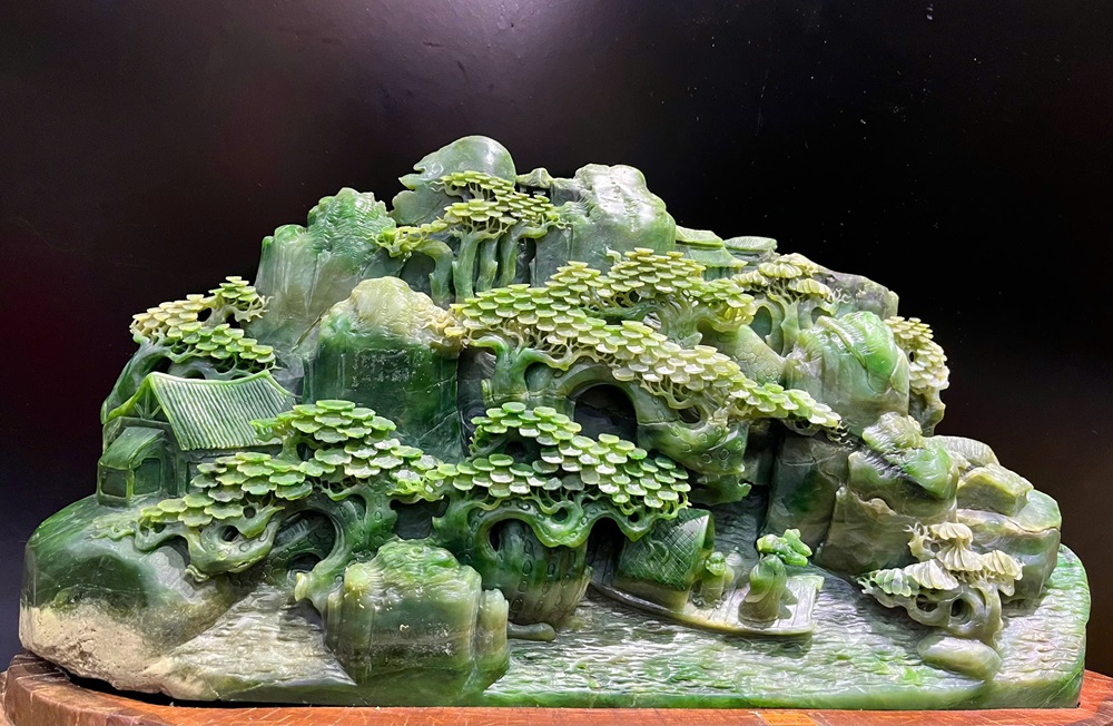 Bồng Lai Tiên Cảnh Ngọc Bích + Giấy kiểm định 62x38x20cm