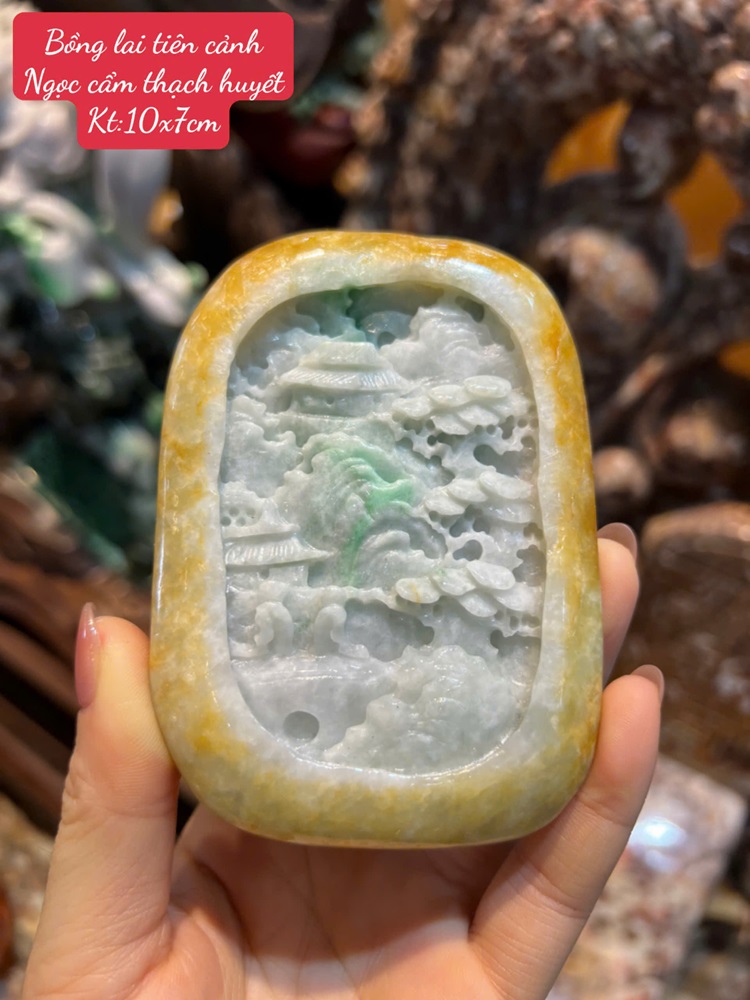 Bồng Lai Tiên Cảnh Ngọc Cẩm Thạch Huyết 10x7cm