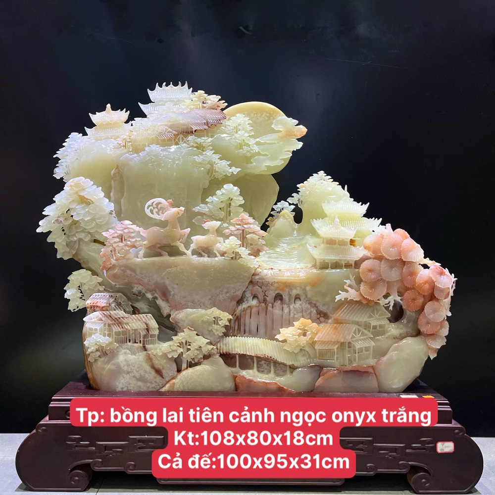 Bồng Lai Tiên Cảnh Ngọc Onyx Trắng (Kèm giấy kiểm đinh)