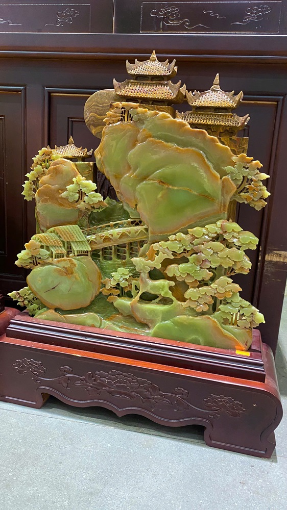 Bồng lai tiên cảnh ngọc onyx xanh 48x46cm