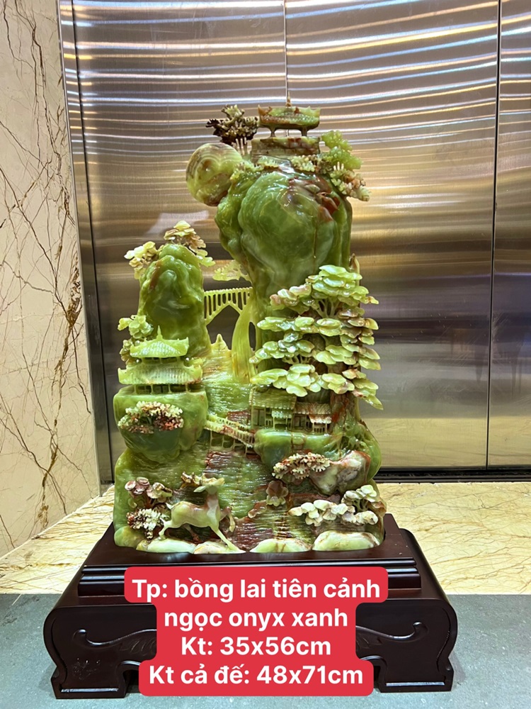 Bồng lai tiên cảnh ngọc onyx xanh 48x71cm