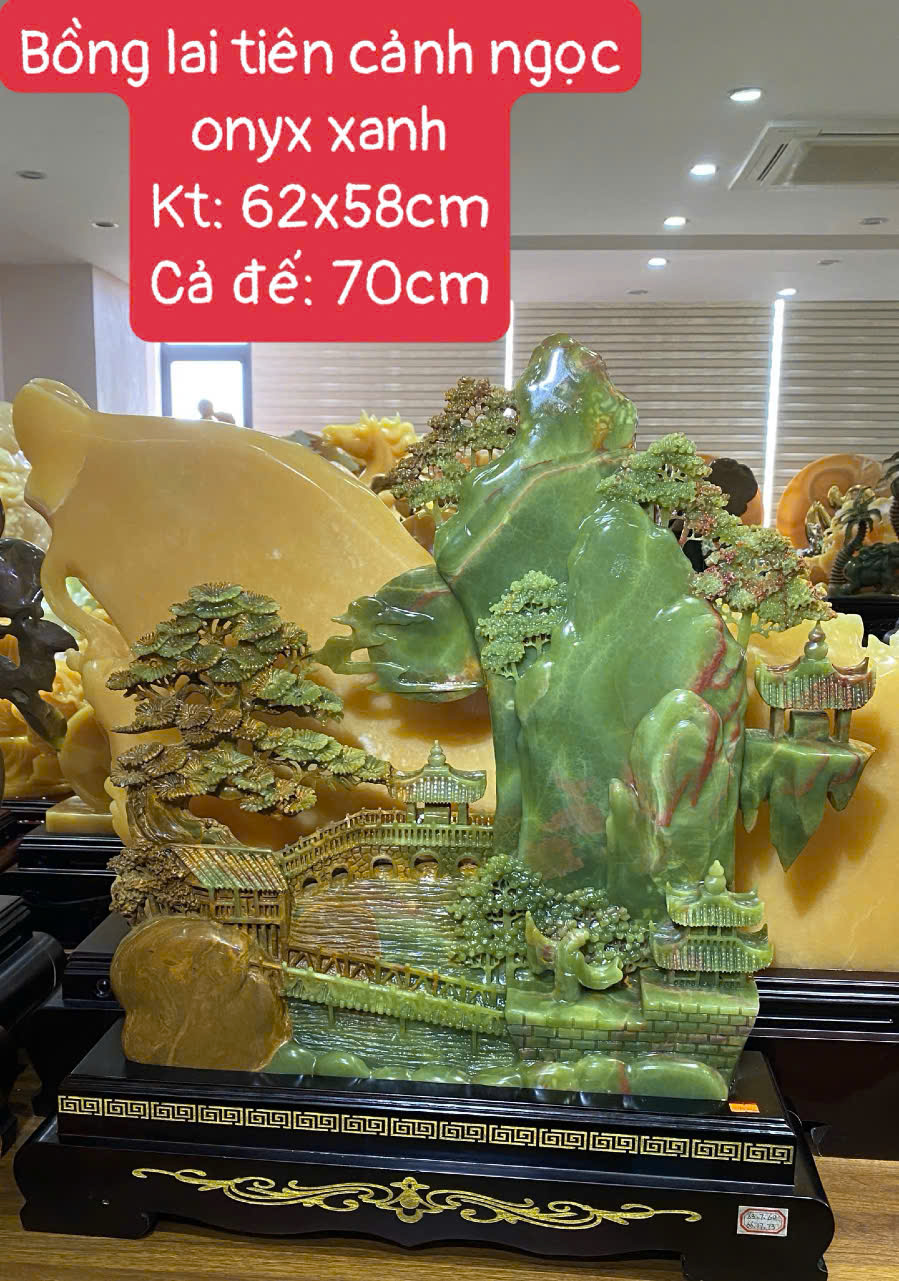 Bồng lai tiên cảnh ngọc onyx xanh 62x58cm