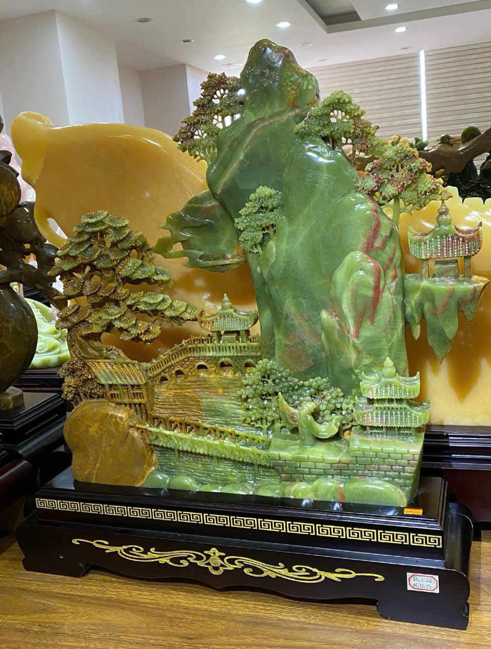 Bồng lai tiên cảnh ngọc onyx xanh 62x58cm