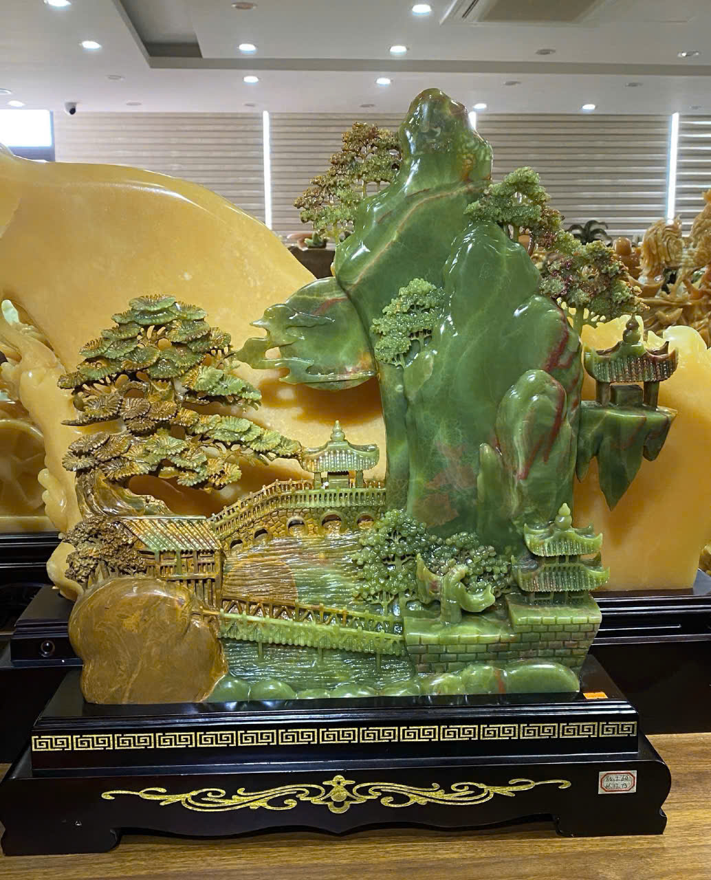 Bồng lai tiên cảnh ngọc onyx xanh 62x58cm