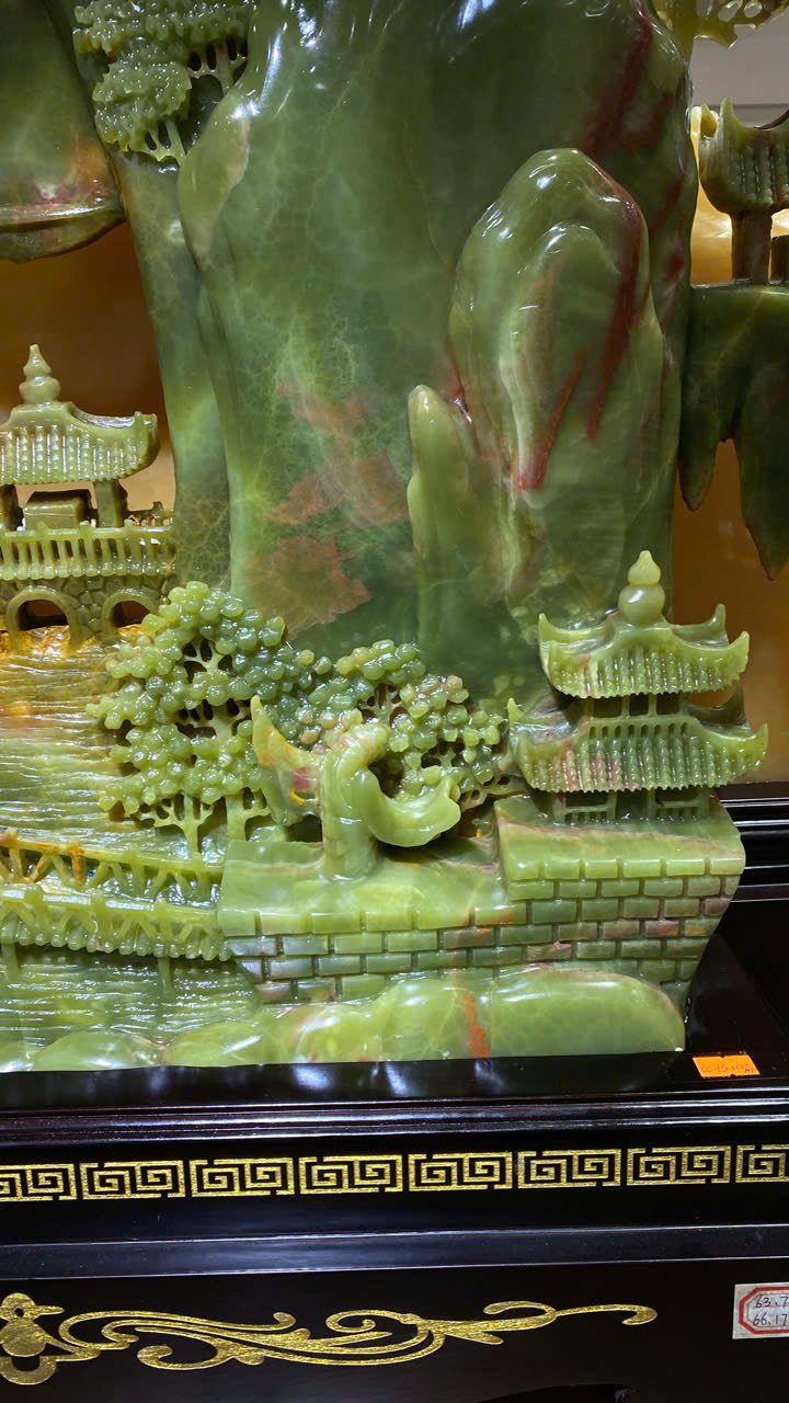 Bồng lai tiên cảnh ngọc onyx xanh 62x58cm