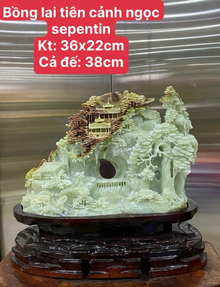 Bồng Lai Tiên Cảnh Ngọc Sepentine 36x22cm