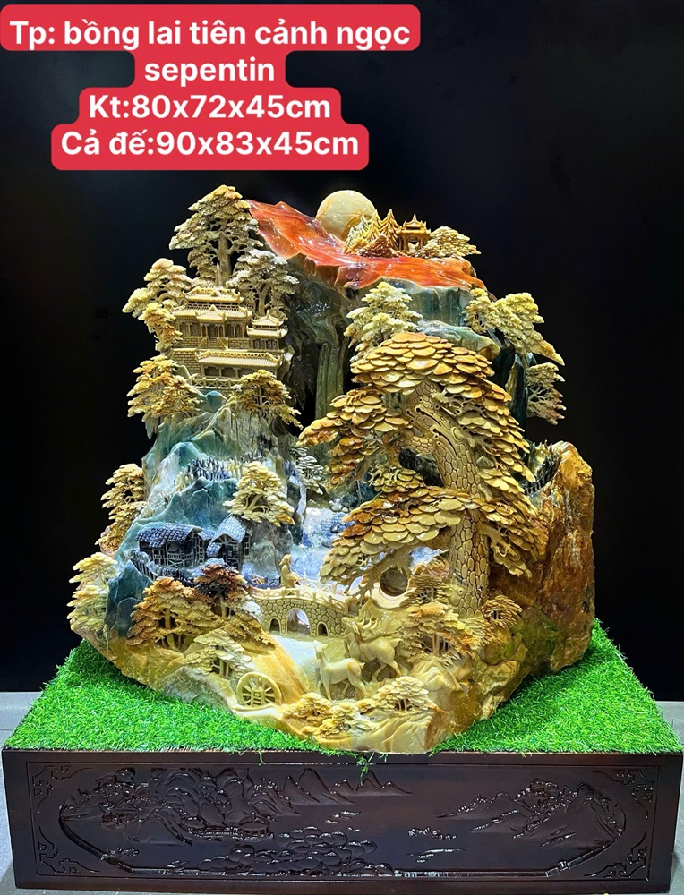 Bồng Lai Tiên Cảnh Ngọc Serpentine (Kèm giấy kiểm đinh)