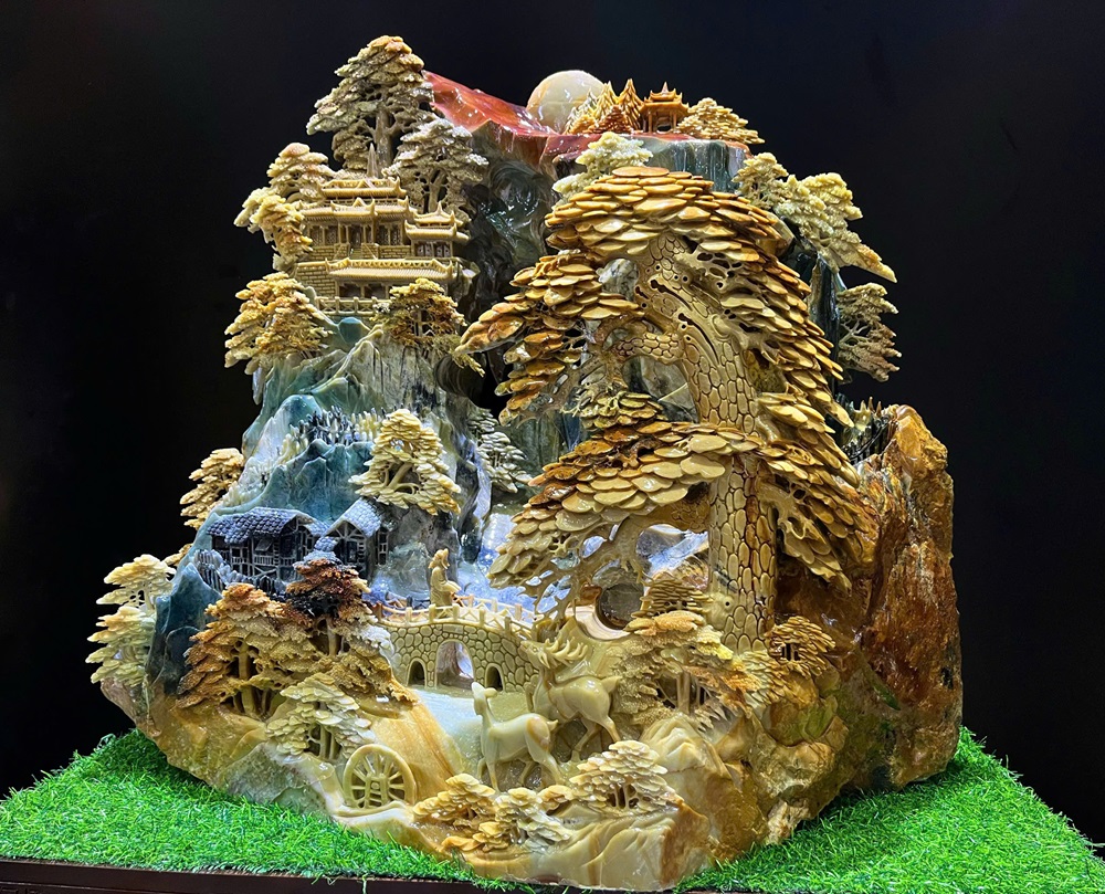 Bồng Lai Tiên Cảnh Ngọc Serpentine (Kèm giấy kiểm đinh)