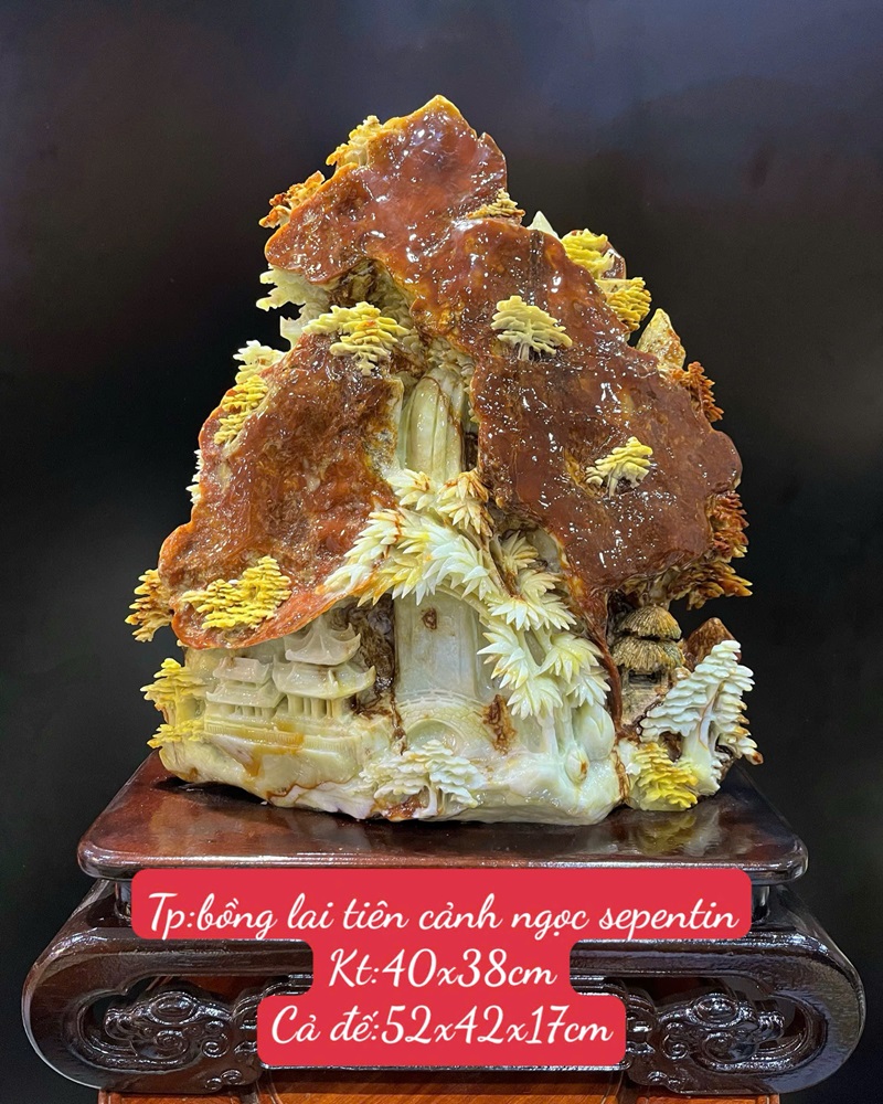 Bồng Lai Tiên Cảnh Ngọc Serpentine 40x38cm