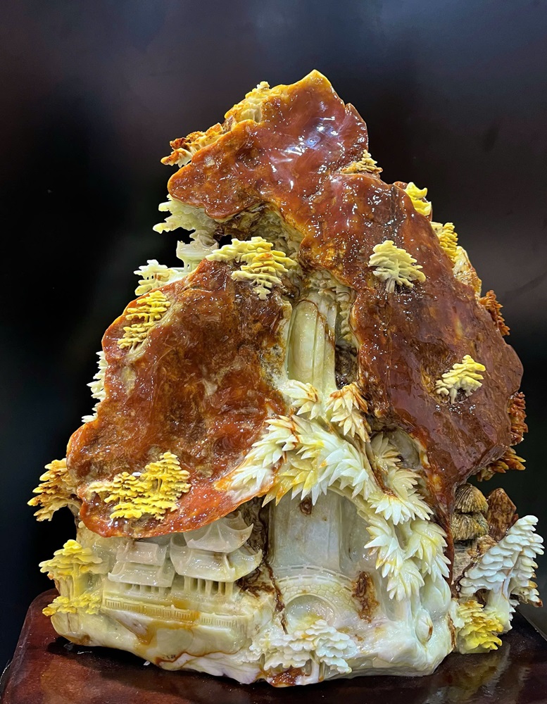 Bồng Lai Tiên Cảnh Ngọc Serpentine 40x38cm