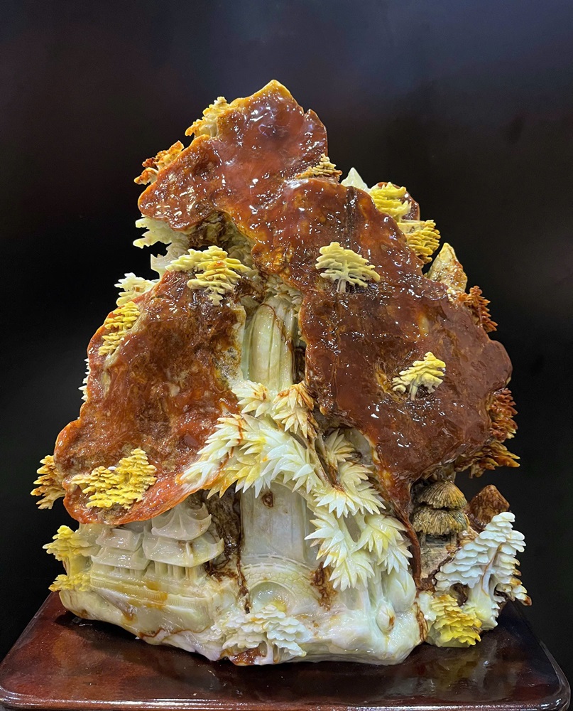 Bồng Lai Tiên Cảnh Ngọc Serpentine 40x38cm