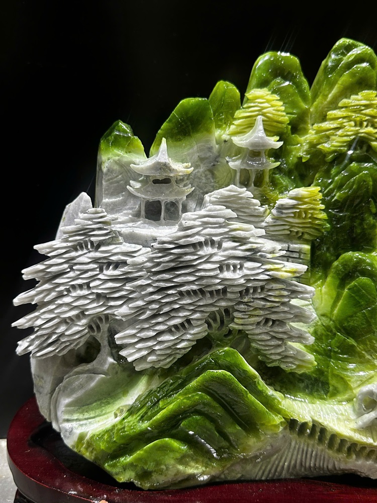 Bồng lai tiên cảnh ngọc serpentine 40x31cm  