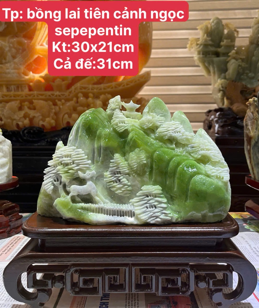 Bồng Lai Tiên Cảnh Ngọc Serpentine 30x21cm
