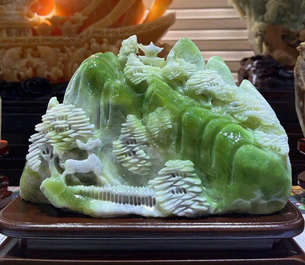 Bồng Lai Tiên Cảnh Ngọc Serpentine 30x21cm