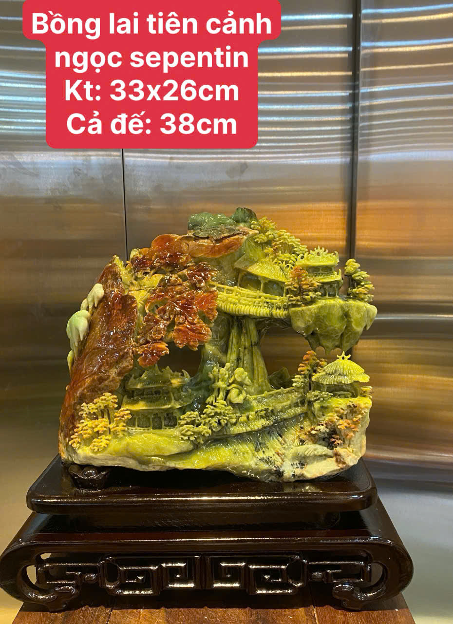 Bồng Lai Tiên Cảnh Ngọc Serpentine 33x26cm
