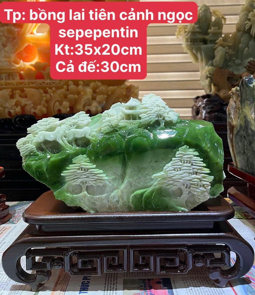 Bồng Lai Tiên Cảnh Ngọc Serpentine 35x20cm