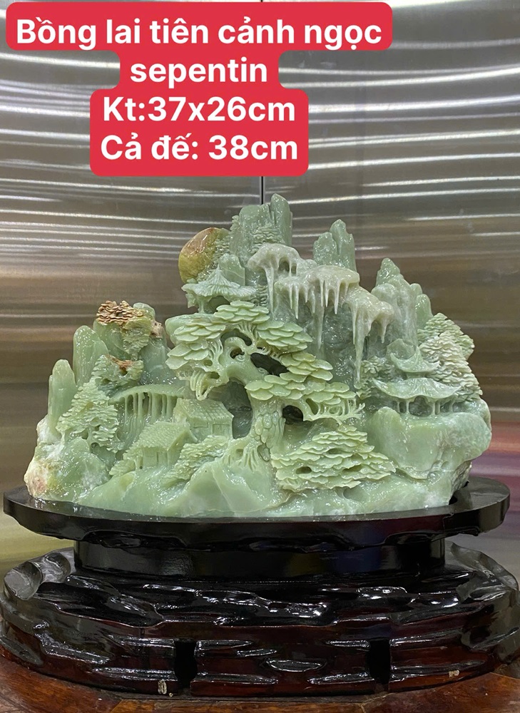 Bồng Lai Tiên Cảnh Ngọc Serpentine 37x26cm