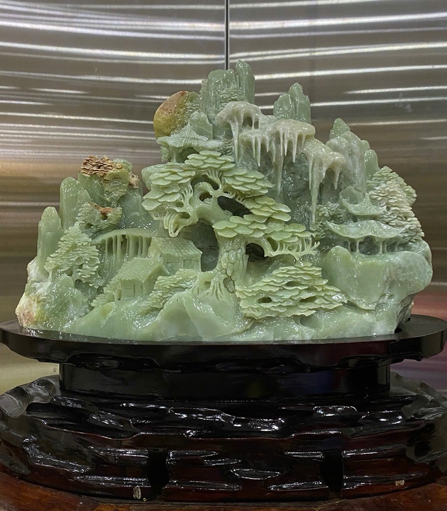 Bồng Lai Tiên Cảnh Ngọc Serpentine 37x26cm