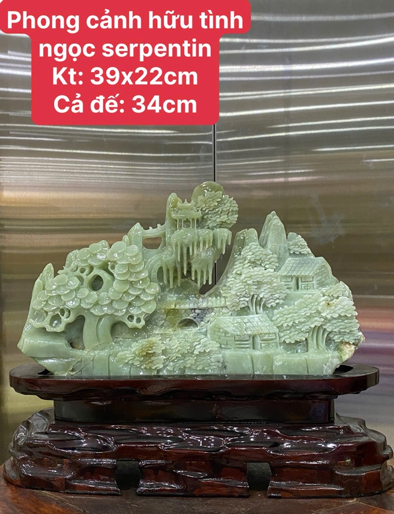 Bồng Lai Tiên Cảnh Ngọc Serpentine 39x22cm