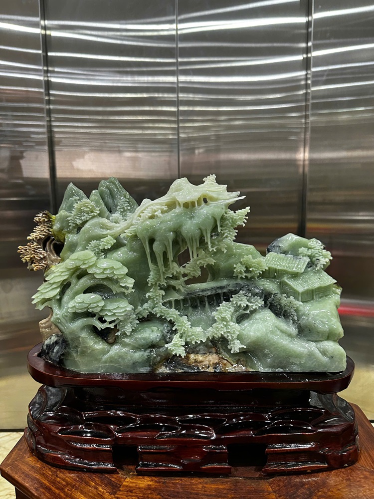 Bồng Lai Tiên Cảnh Ngọc Serpentine 39x22cm