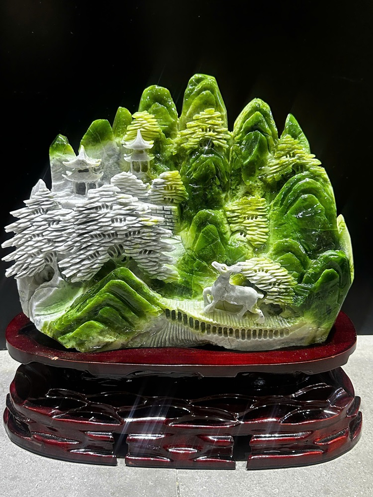 Bồng lai tiên cảnh ngọc serpentine 40x31cm  