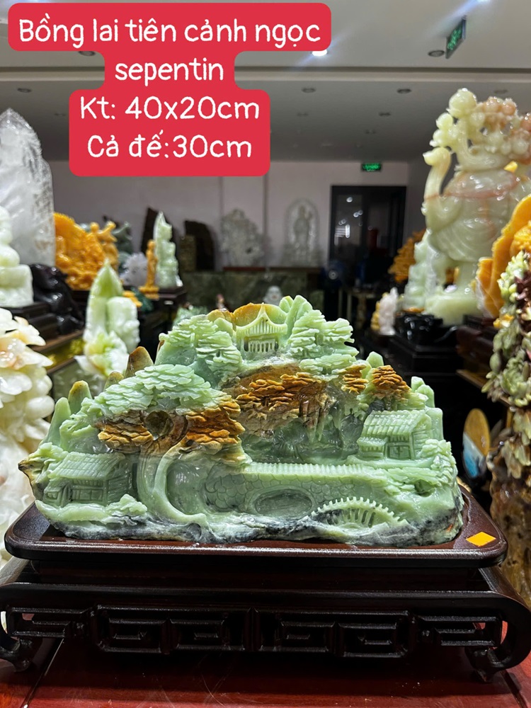 Bồng Lai Tiên Cảnh Ngọc Serpentine 40x20cm